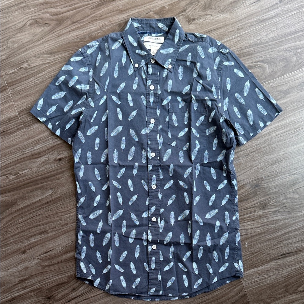 Goodthreads Navy Feather Pattern Shirt